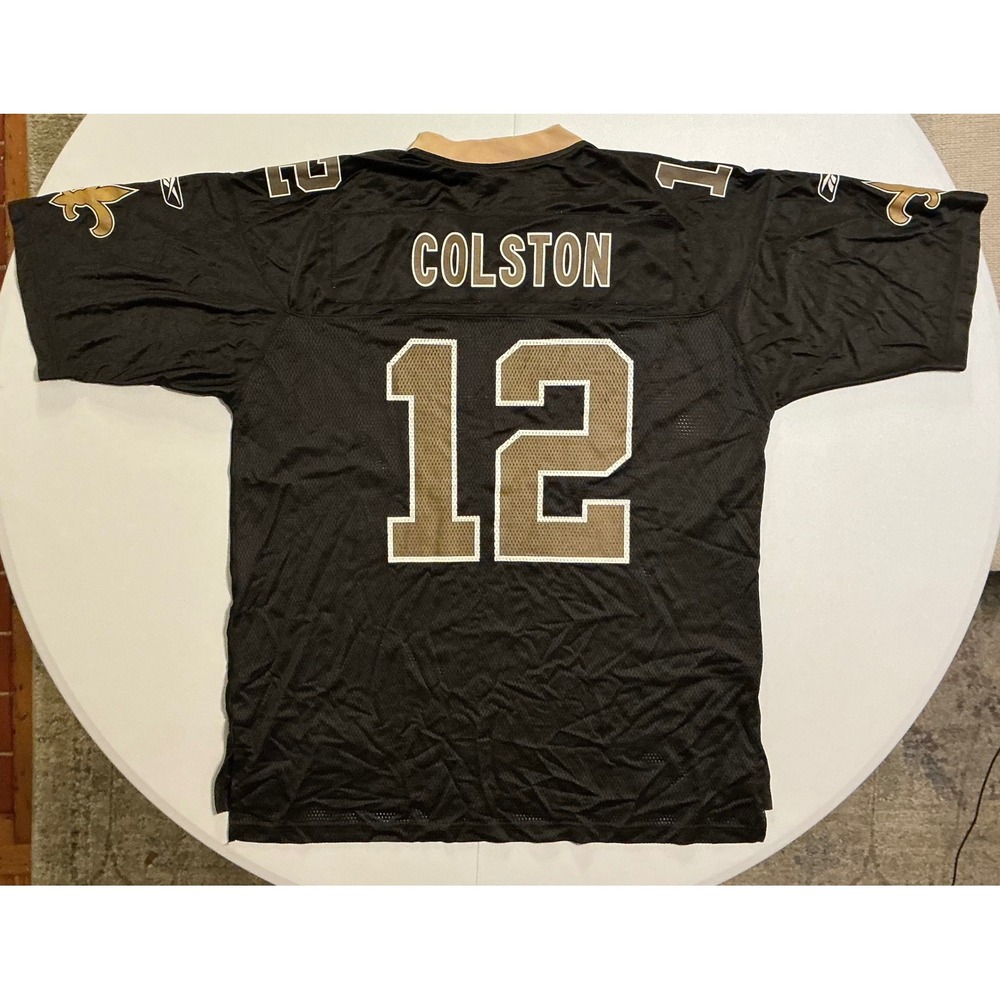 Reebok New Orleans Saints Marques Colston 12 NFL Jersey Mens XL Black Gold Mesh